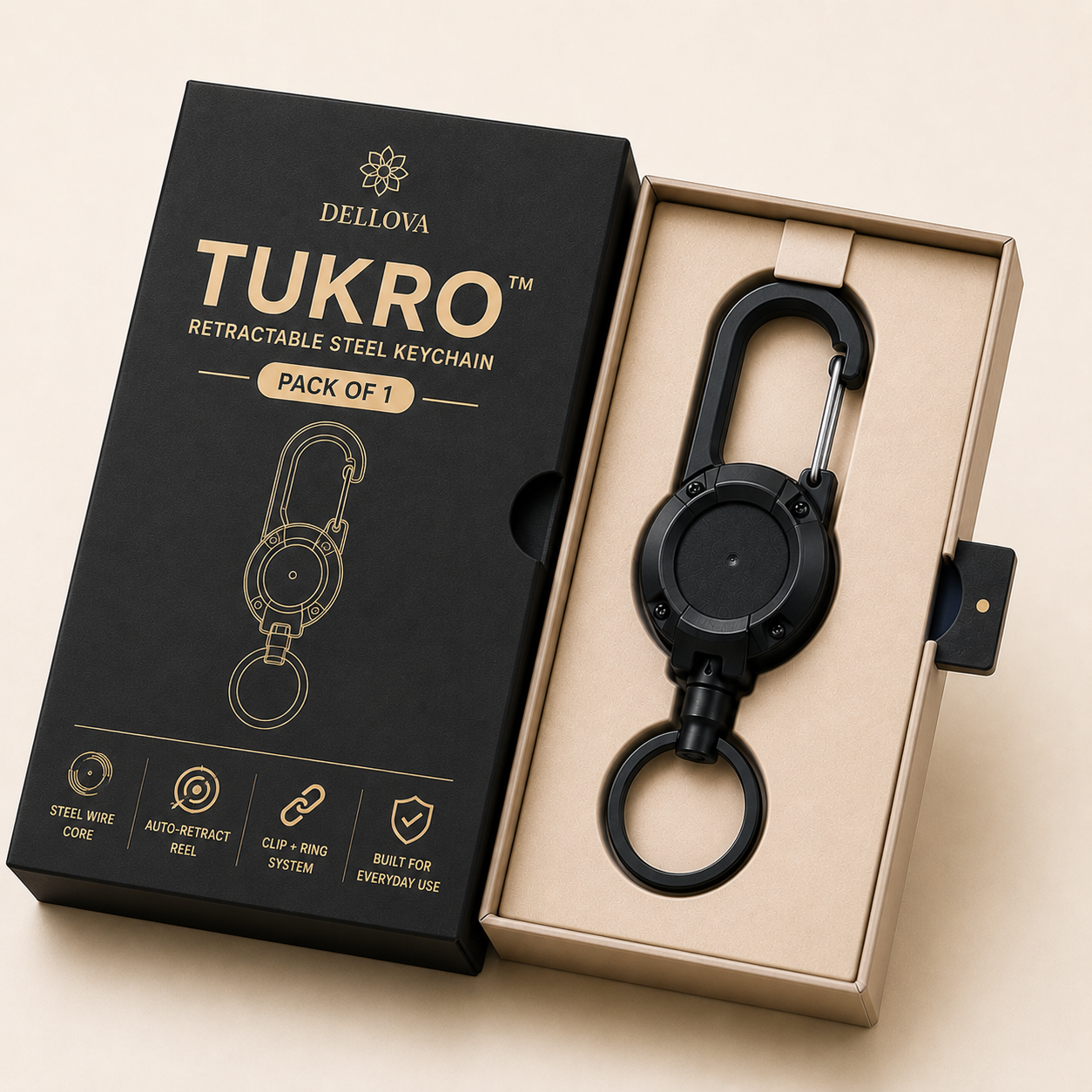 TUKRO™ | Retractable Steel Keychain