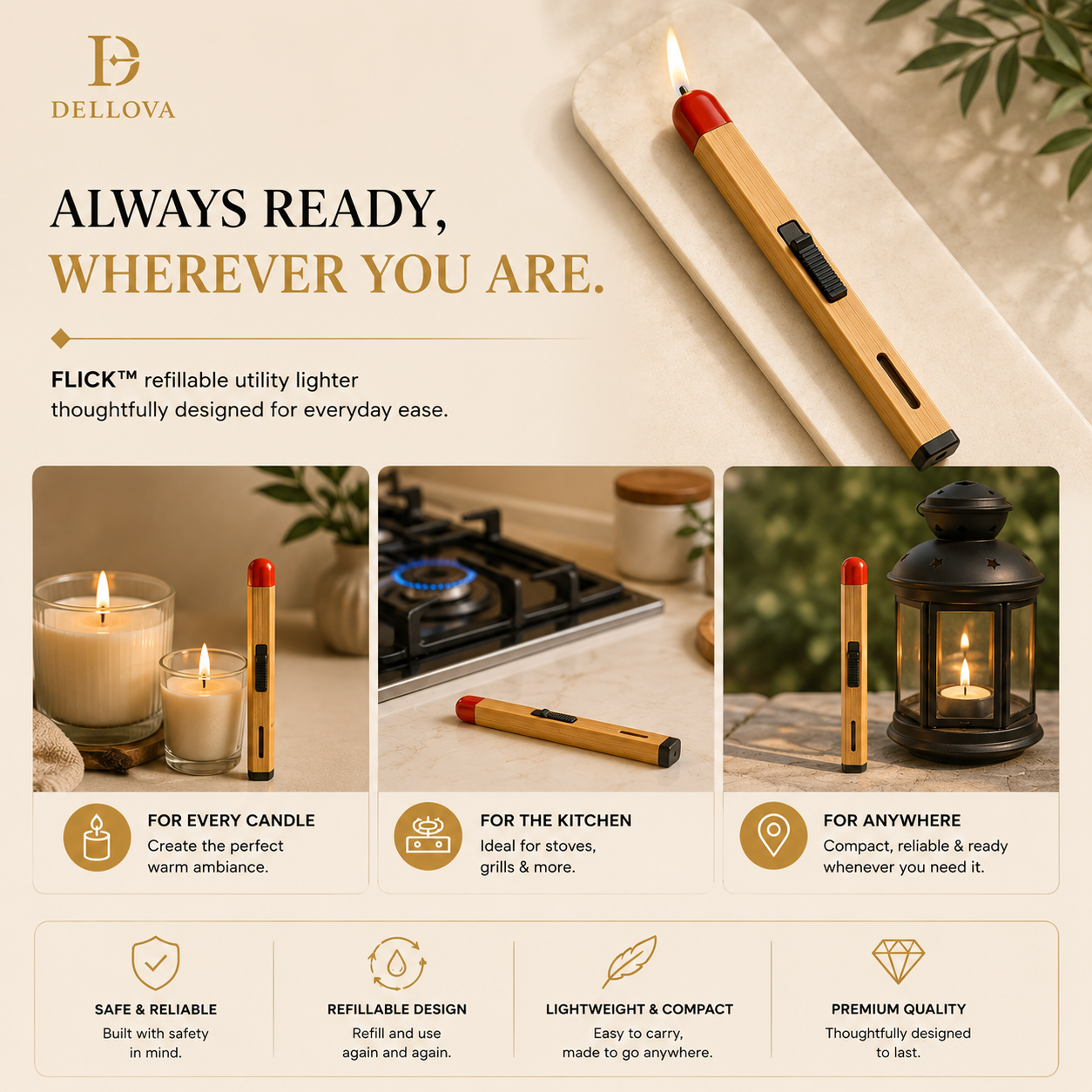 FLICK™ | Refillable Matchstick Utility Lighter